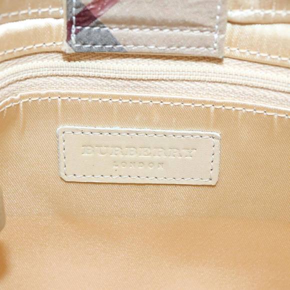 BURBERRY Nova Check Hand Bag Nylon Beige Silver Auth 88598 - Picture 14 of 16